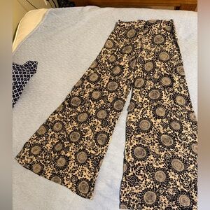 Top Shop Printed Wide-Leg Pants - Black & Tan